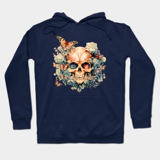 Enchanting Decay, Bloom Skull in a Gothic Garden (Antique Version) Hoodie